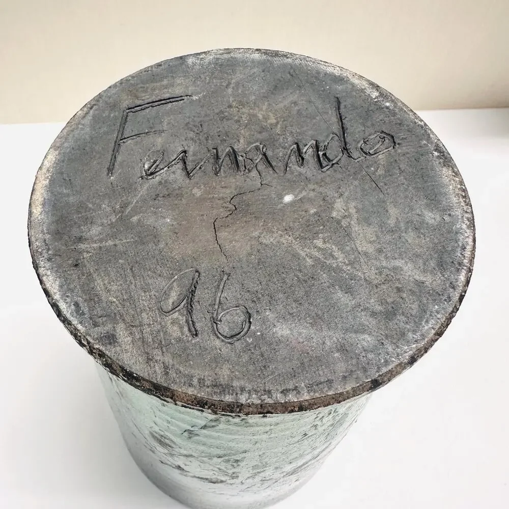 Vintage Raku Fernando Pottery Vase Hues of Blue Iridescent